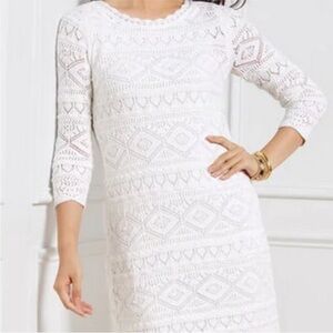 Talbots White Crochet Dress, Women's Large